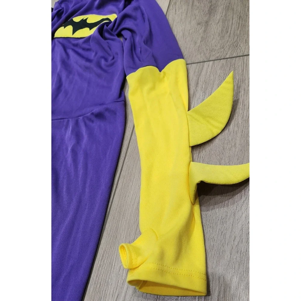 DC Super Hero Girls Batgirl Costume Purple Yellow Jumpsuit Kids M 8-10 Halloween